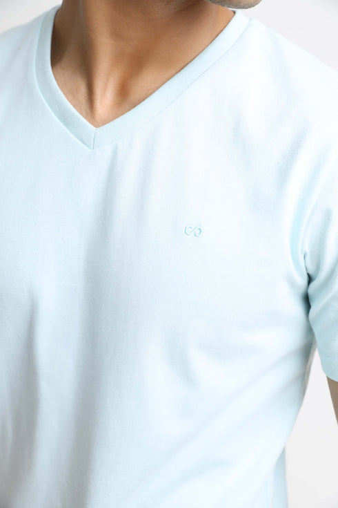 Aqua V Neck T-Shirt